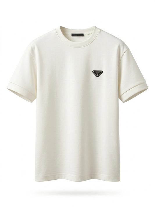 PDA Logo-Emblem Cotton T-Shirt in White