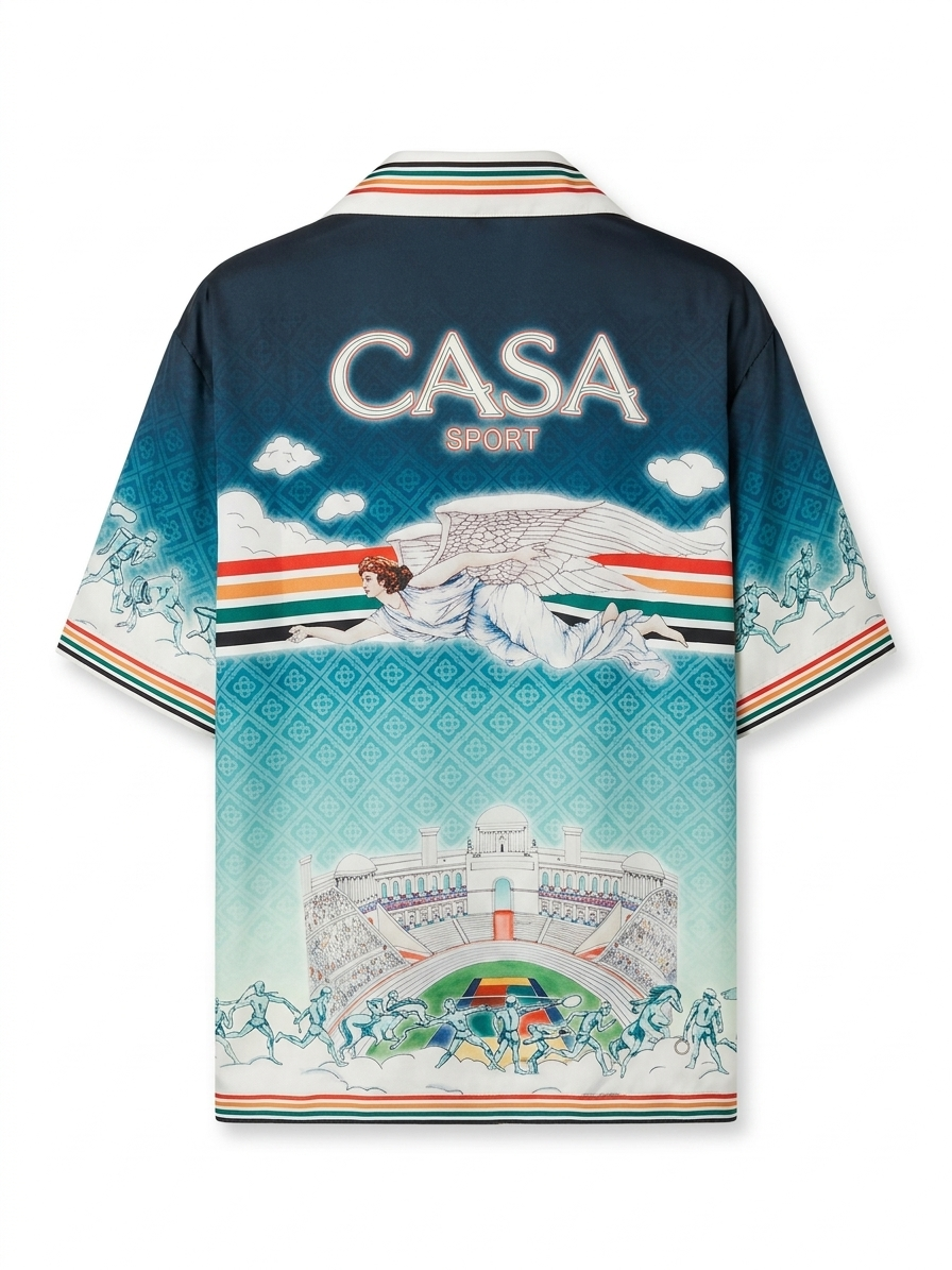 CASA Ombré Monogram Silk Camp-Collar Set