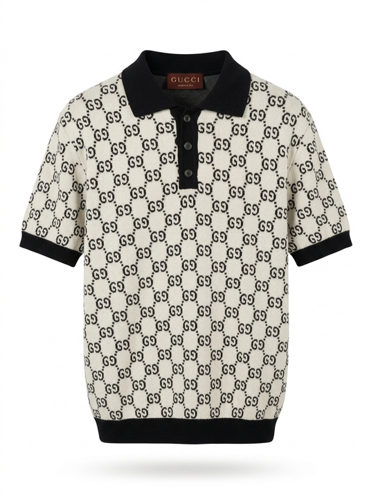 G.C. Signature Monogram Jacquard Knit Polo
