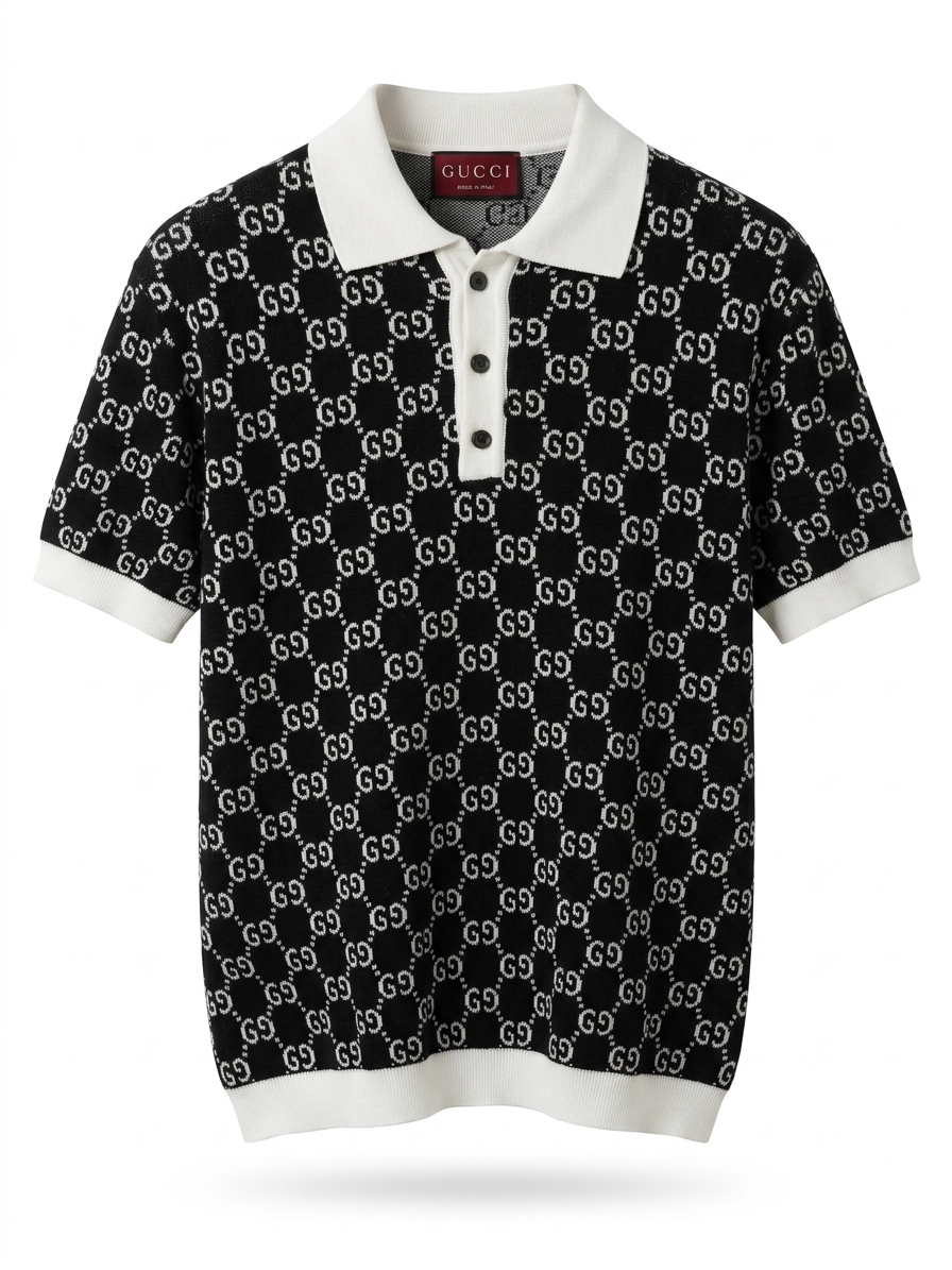 G. Signature Monogram Jacquard Knit Polo