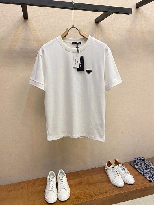 PDA Logo-Emblem Cotton T-Shirt in White