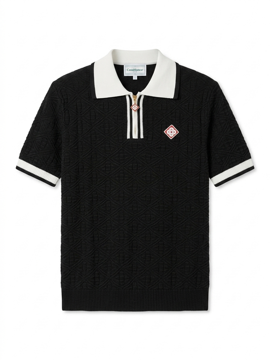 CASA Textured Jacquard Quarter-Zip Polo