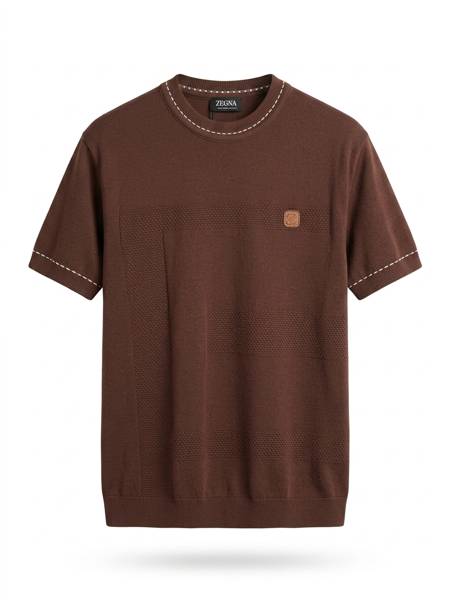 Zgna Geometric Textured Knit Tee