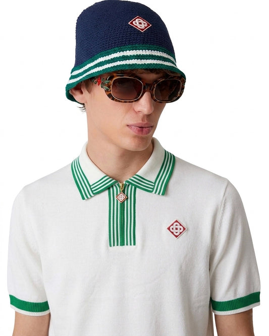 CASA Emerald Trim Knit Zip Polo