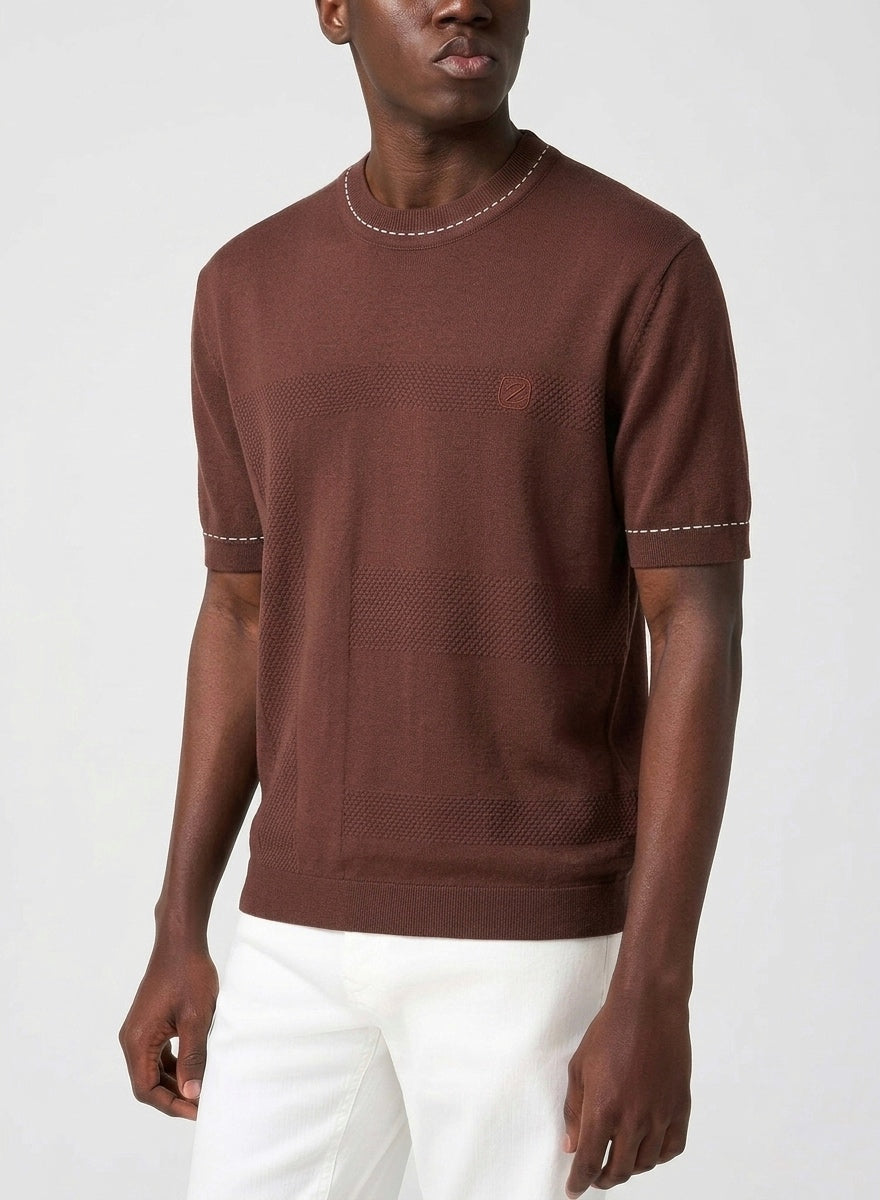 Zgna Geometric Textured Knit Tee