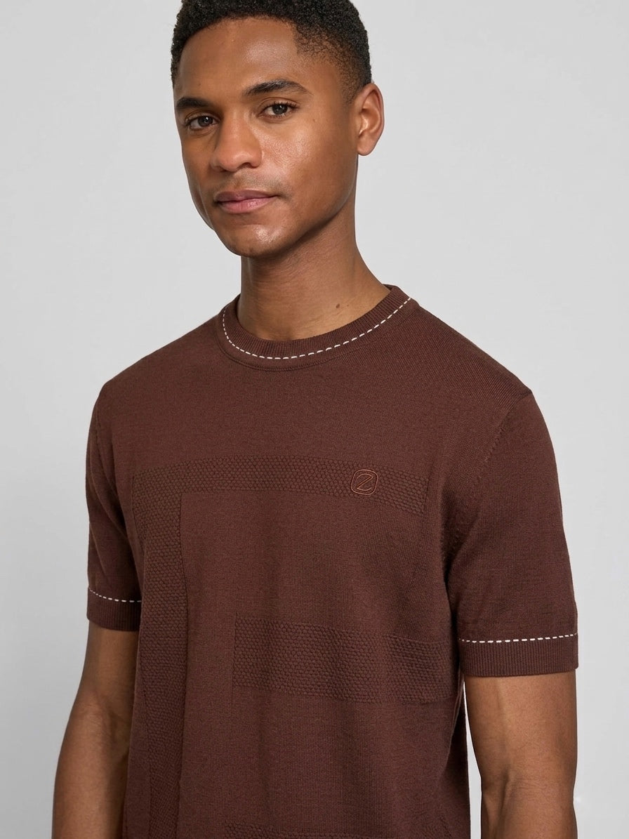 Zgna Geometric Textured Knit Tee