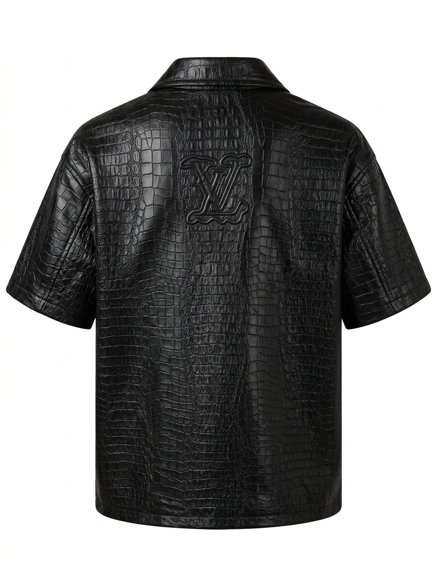 Lv Croc Leather Boxy Shirt