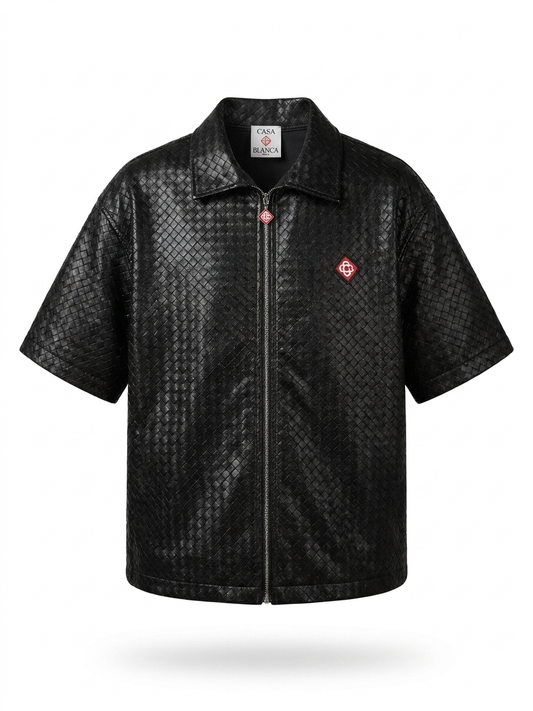 Casa Woven Leather Boxy Shirt
