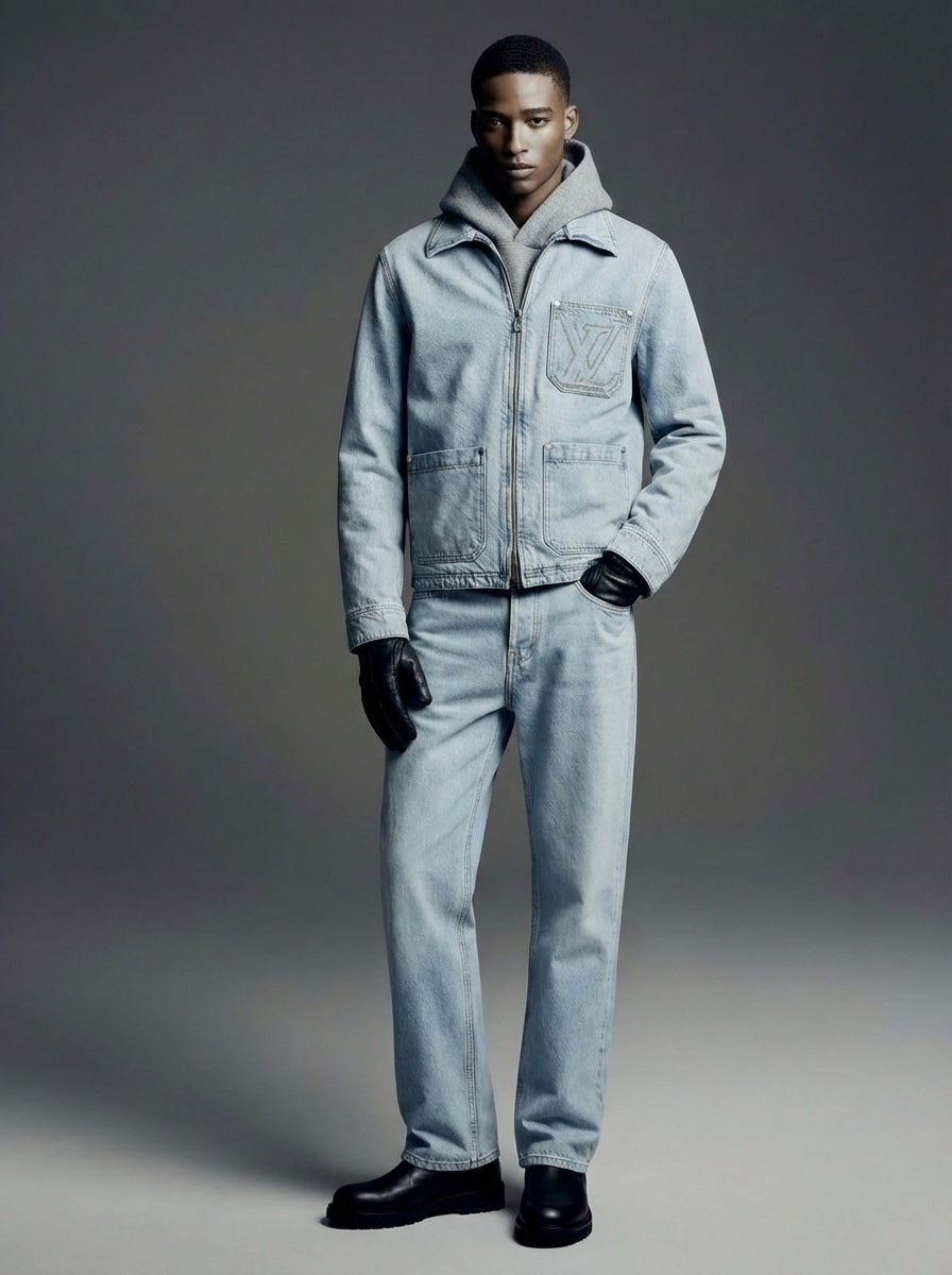 Signature Monogram Zip-Up Denim Set