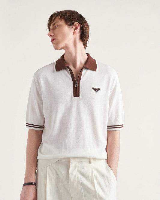 PRD Fine-Knit Contrast Zip Polo