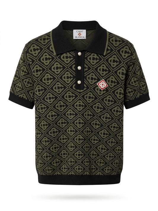 CB Jacquard Monogram Knit Polo
