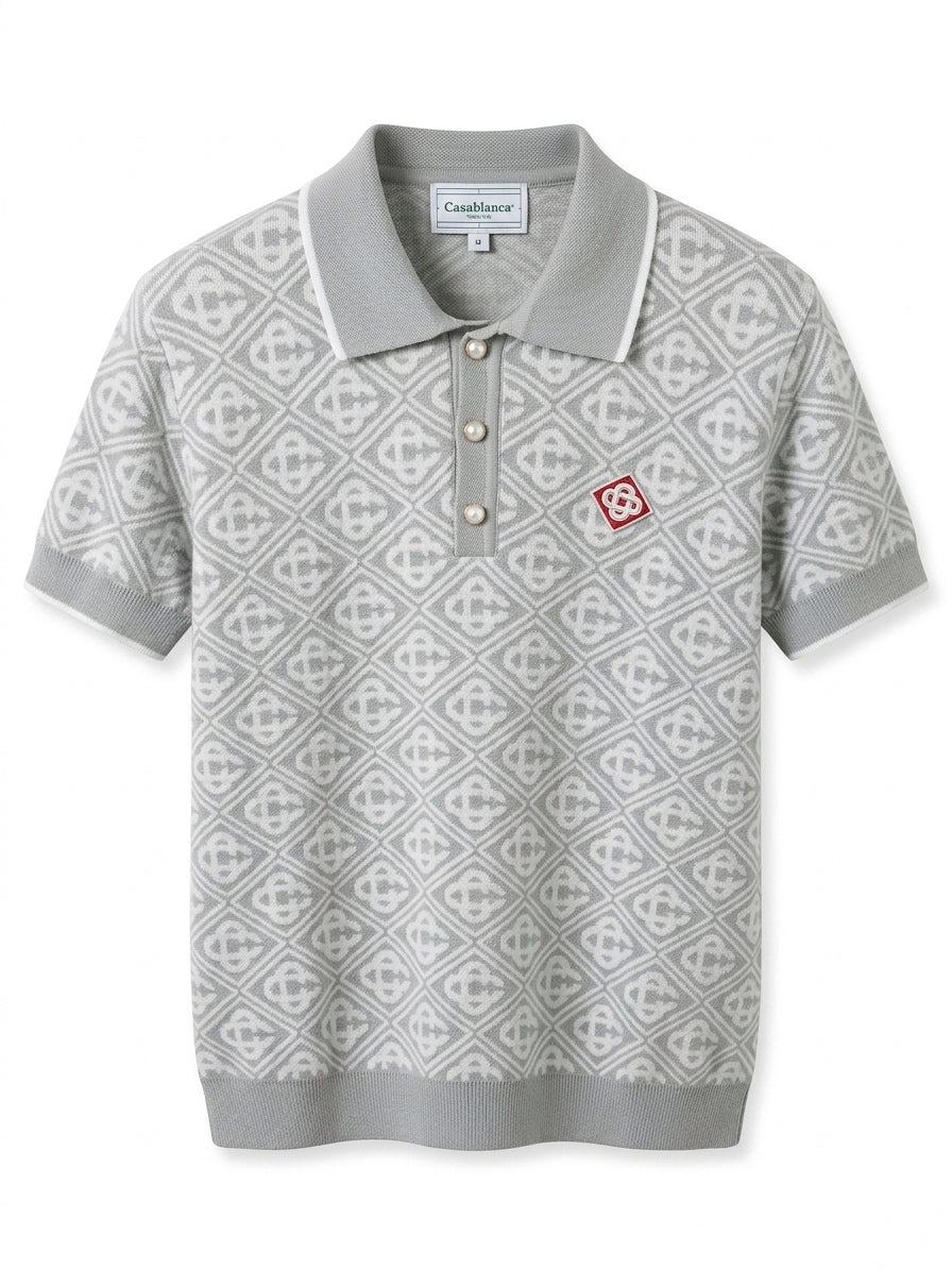 CASA Signature Geometric Jacquard Polo