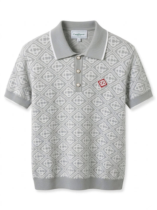 CASA Signature Geometric Jacquard Polo