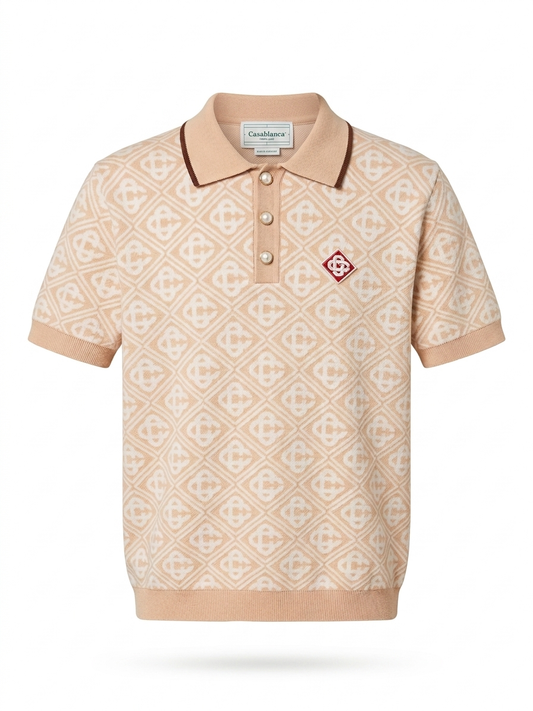 C.B. Monogram Jacquard Knit Polo