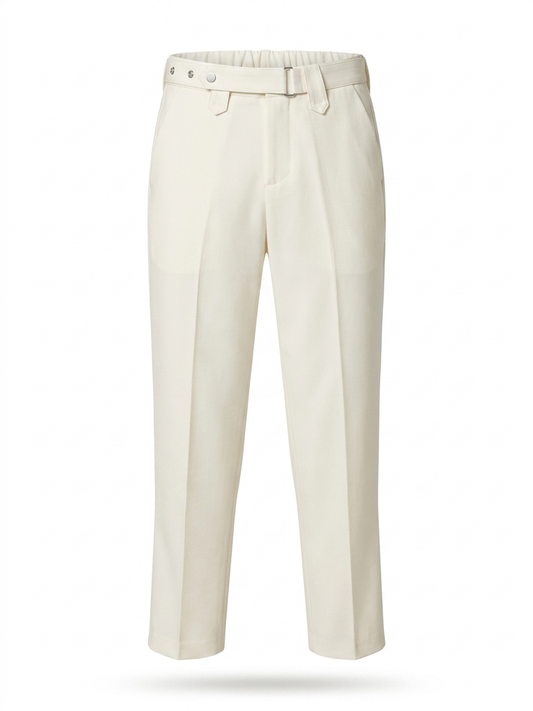 C.B. Tailored Belted Trousers in Ivory