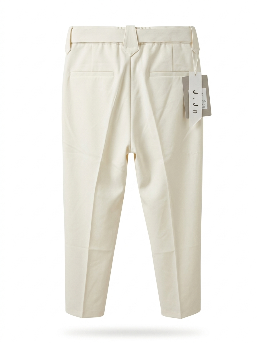 C.B. Tailored Belted Trousers in Ivory