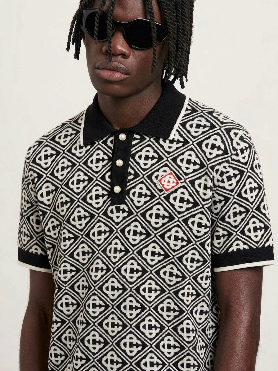 CB Monogram Jacquard Knit Polo