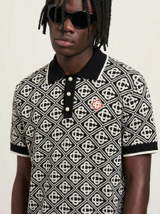 CB Monogram Jacquard Knit Polo
