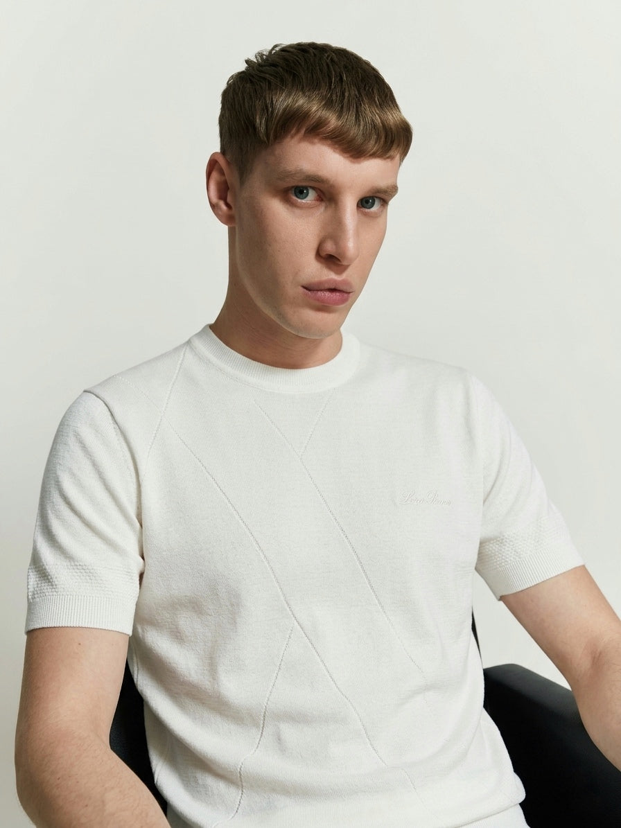 LP Asymmetric Textured Knit Top in Pure White