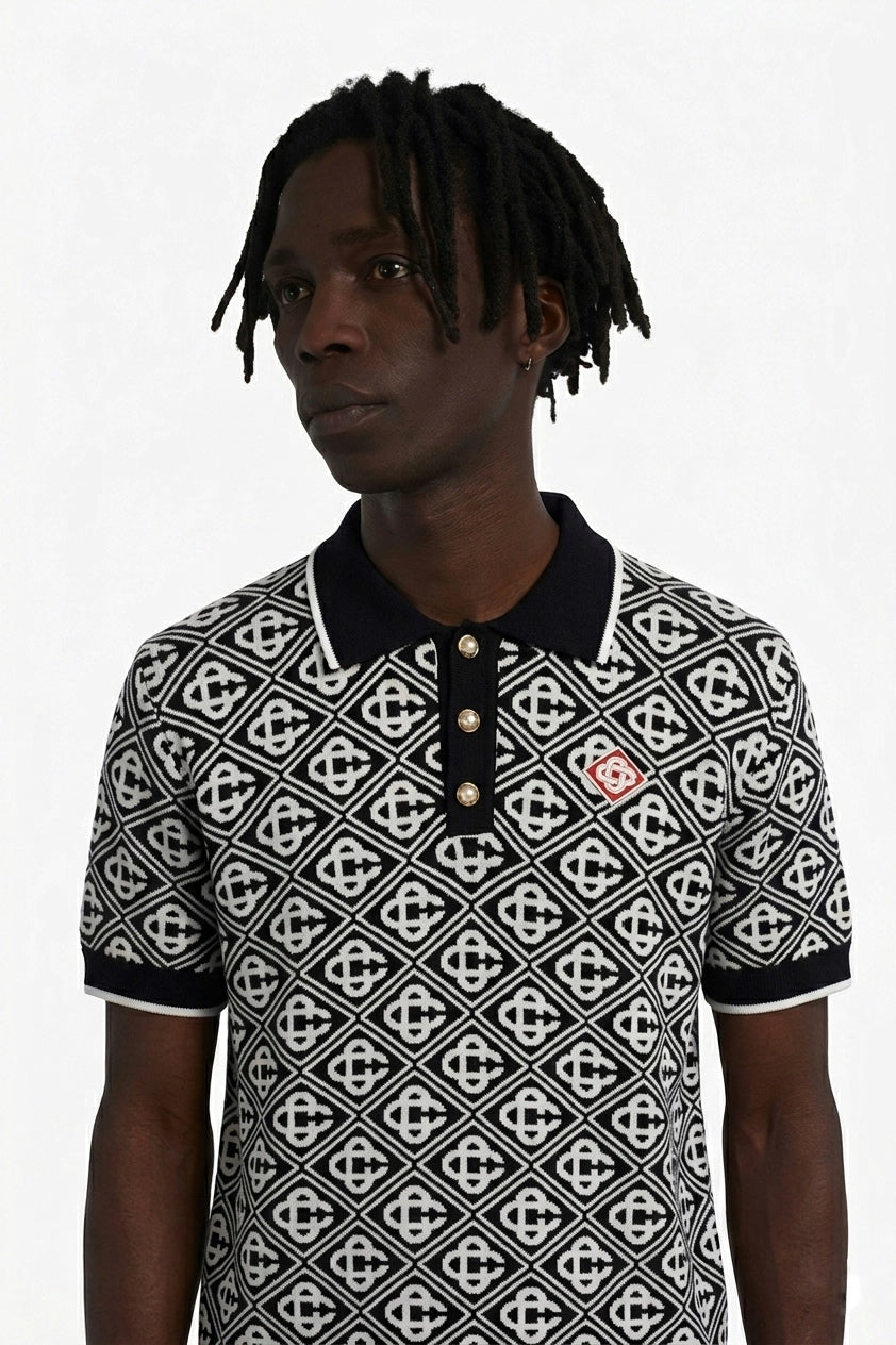 CB Monogram Jacquard Knit Polo