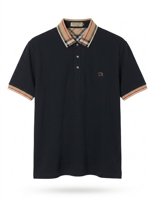 BBR Heritage Check-Collar Piqué Polo – Midnight Navy