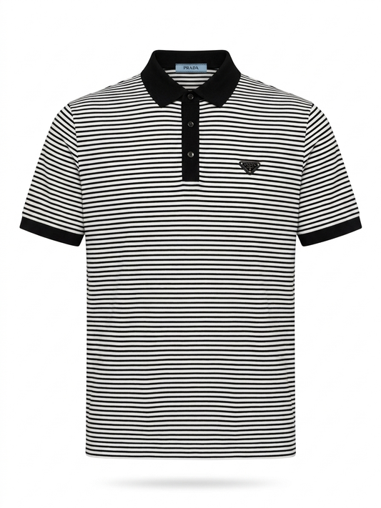PRD Enameled-Logo Striped Cotton Polo