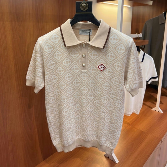 C.B. Monogram Jacquard Knit Polo