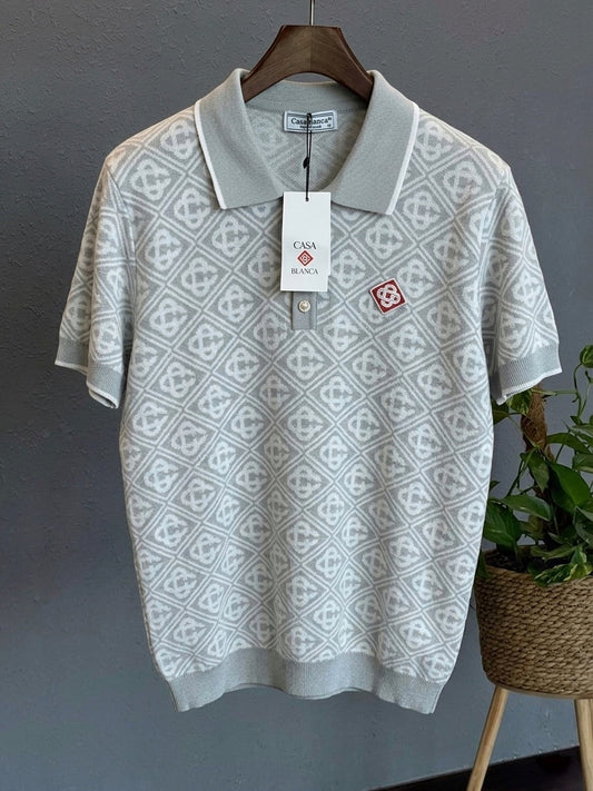 CASA Signature Geometric Jacquard Polo