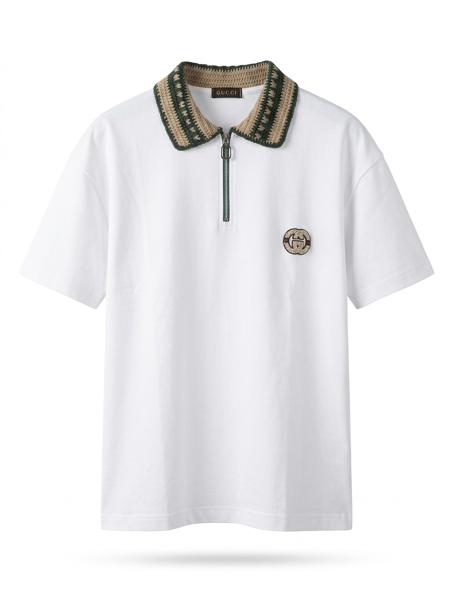 GC Crochet-Collar Zip Polo