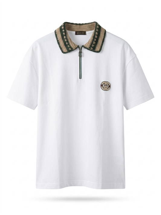 GC Crochet-Collar Zip Polo
