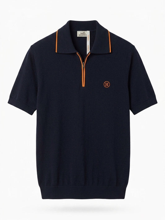 H. Knit Zip-Front Polo