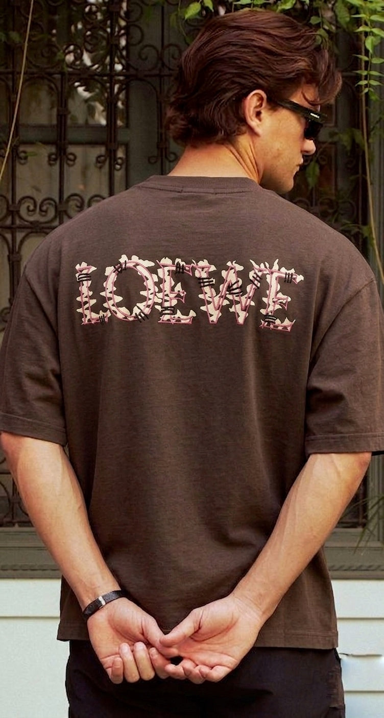 LW Artisanal Anagram & Script T-Shirt in Bitter Chocolate