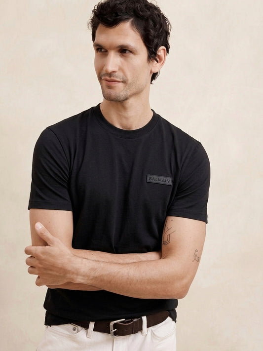 BLMN Sculpted Logo Patch T-Shirt in Optic Black
