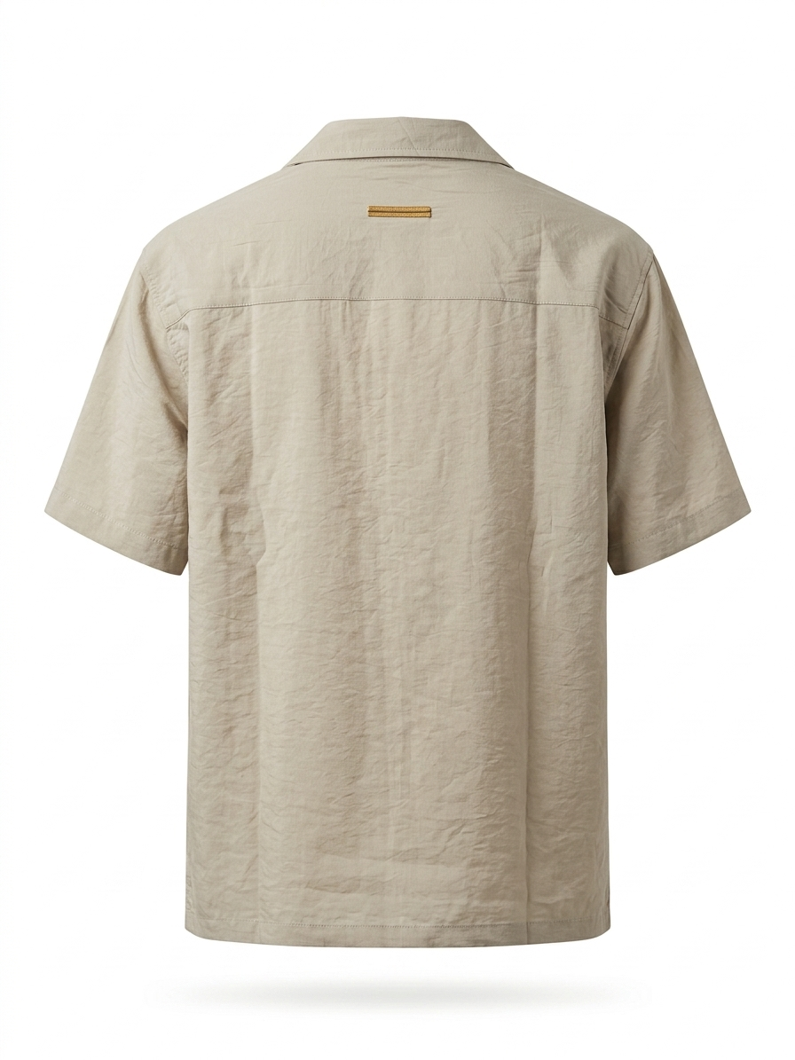 EZ. Crinkle-Textured Camp-Collar Shirt.