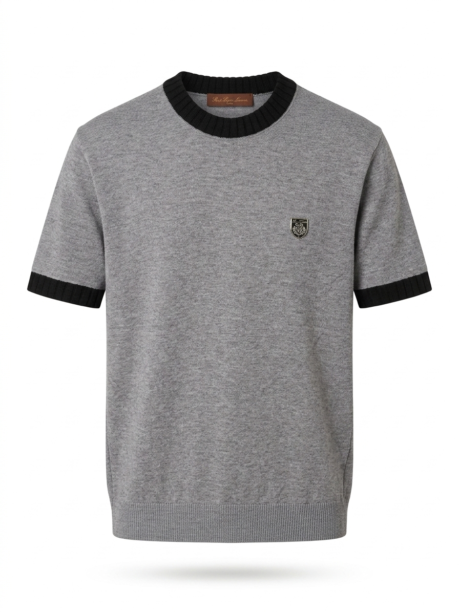 L.R. Fine Gauge Heather Grey Knit CrewnecK