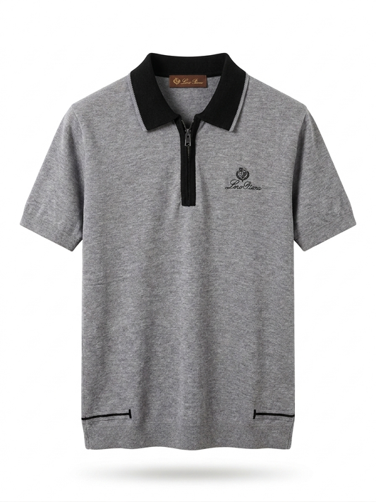 LP Contrast-Trim Quarter-Zip Knit Polo