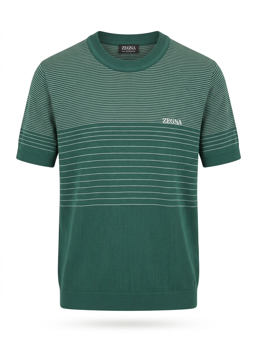 E. Zegna Engineered Stripe Knit Top