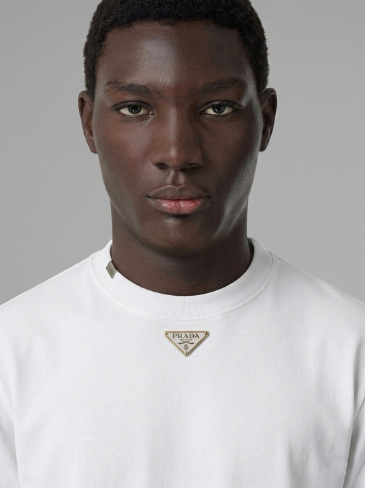 Pd Oversized Cotton T-Shirt with Enamelled Metal Triangle