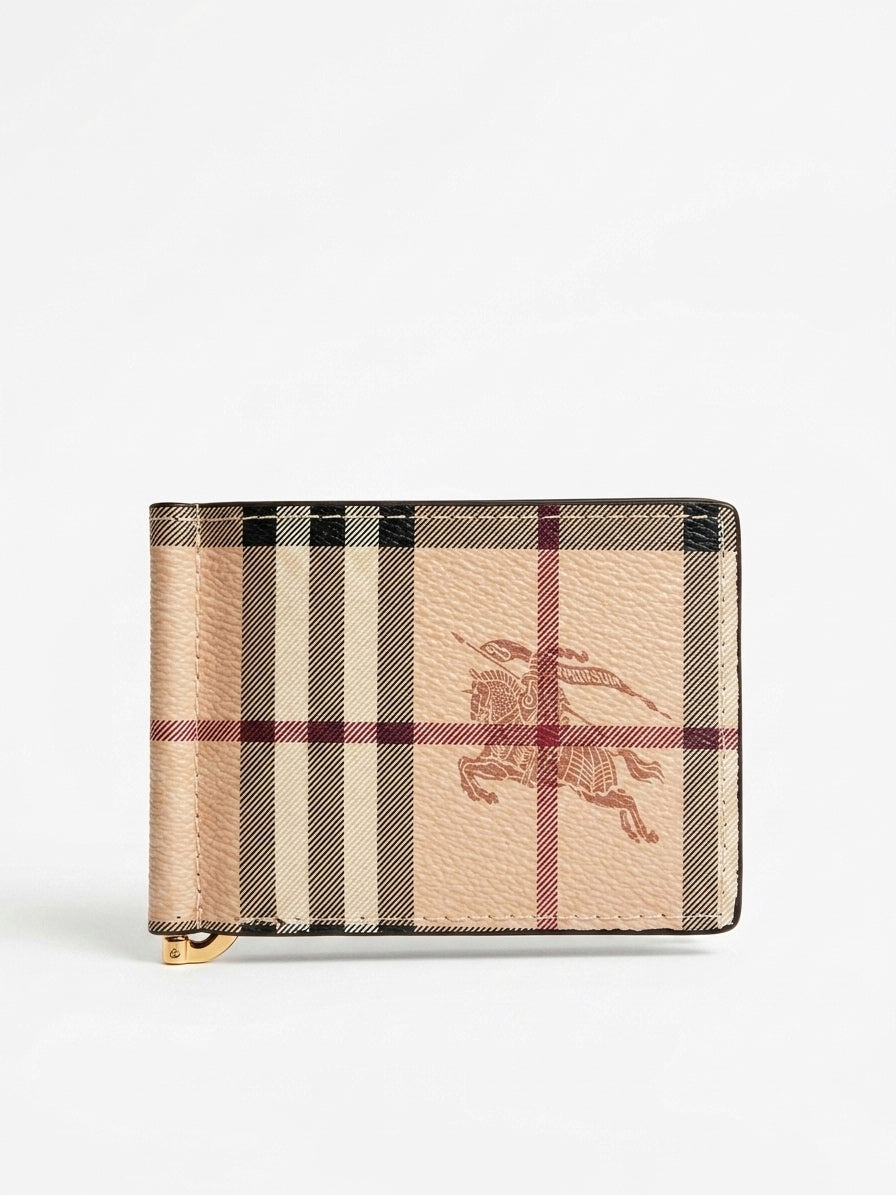 The B. Signature Check Money Clip Wallet