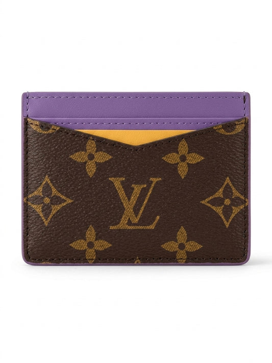 LV Monogram Canvas & Lilac Leather Card Holder