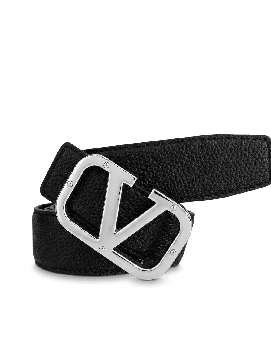 VLTN Signature Grained Leather Belt