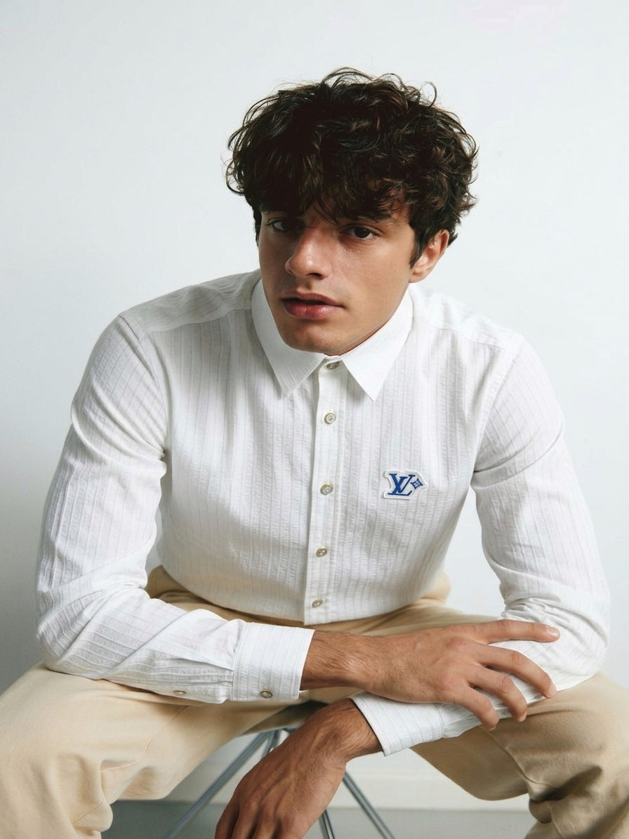 LV Signature Seersucker Long-Sleeved Shirt