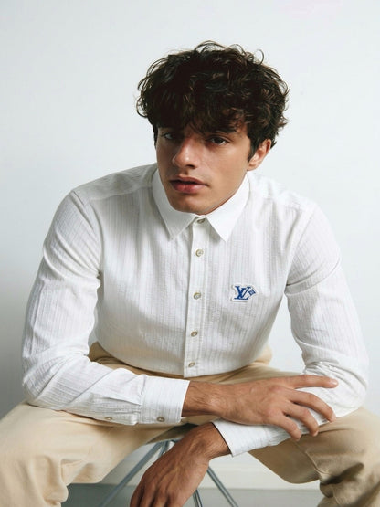 LV Signature Seersucker Long-Sleeved Shirt