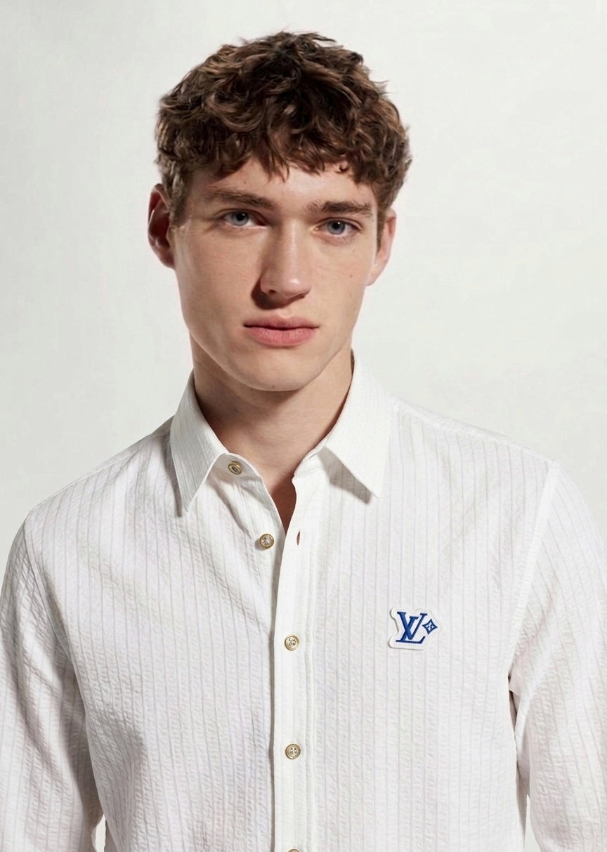LV Signature Seersucker Long-Sleeved Shirt