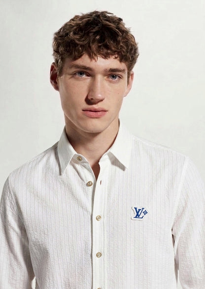 LV Signature Seersucker Long-Sleeved Shirt