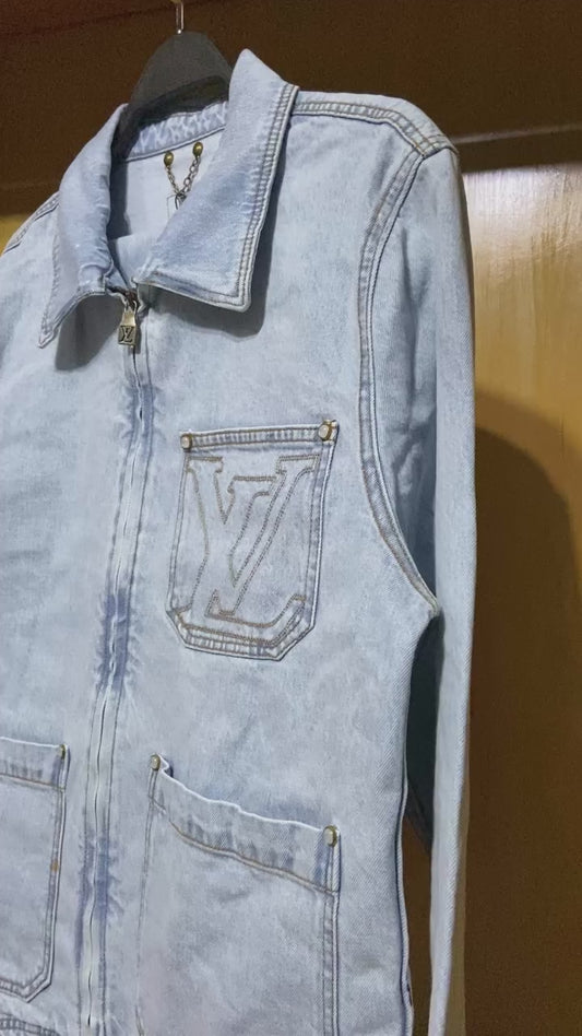 Signature Monogram Zip-Up Denim Set